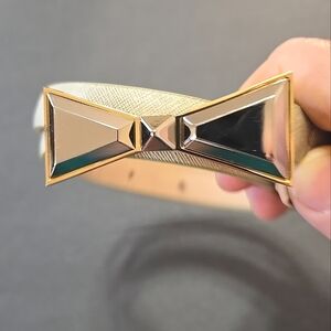 Ladies Vince Camuto Gold Bow Tie Thin Genuine Leather XL Belt